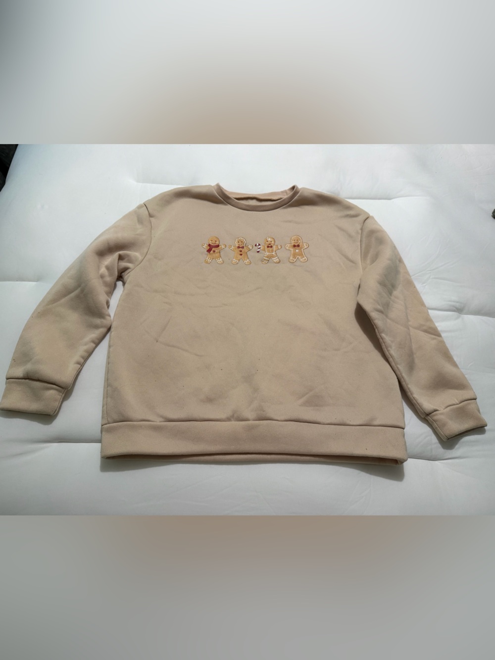 SHEIN Cream Fleece gingerbread Sweatshirt